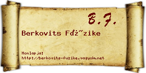Berkovits Füzike névjegykártya